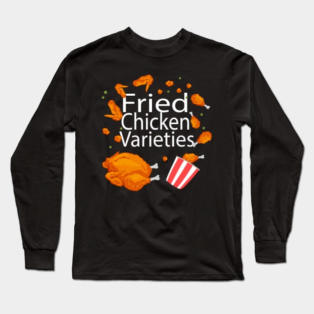 Fried Chicken Long Sleeve T-Shirt by Mako Design 